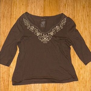 Vintage Embroidered Brown Top